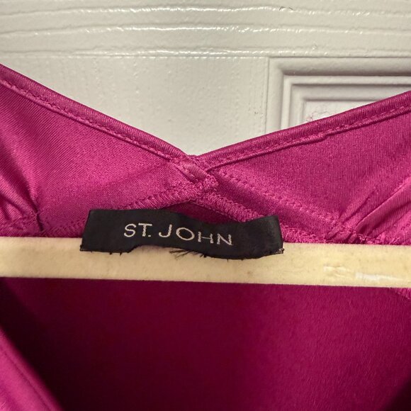 ST. JOHN Women's Satin Fuchsia Pink Jewel Blouse Tank 38 Inch Bust - Picture 5 of 14